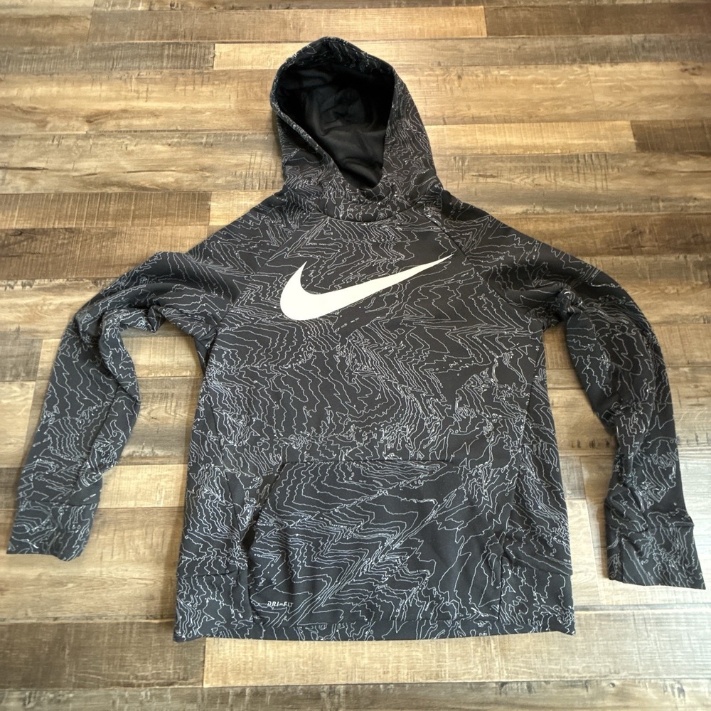 Nike Dri-FIT Topographic Print Pullover Hoodie Kids XL